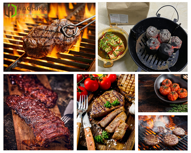 Ứng dung chính than không khói là nấu nướng bbq Than không khói Hachiko ứng dụng đa dạng trong nấu nướng thực phẩm